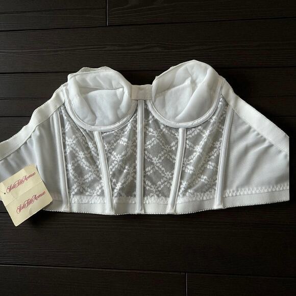 Vintage Saks Fifth Avenue White Strapless Corset Bustier 36A Deadstock NWT Lace - Picture 8 of 9